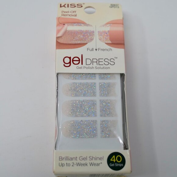 Kiss Gel Dress Full / French Strips - 40 Gel Strips MY SPACE Silver Sparkle - Picture 1 of 4